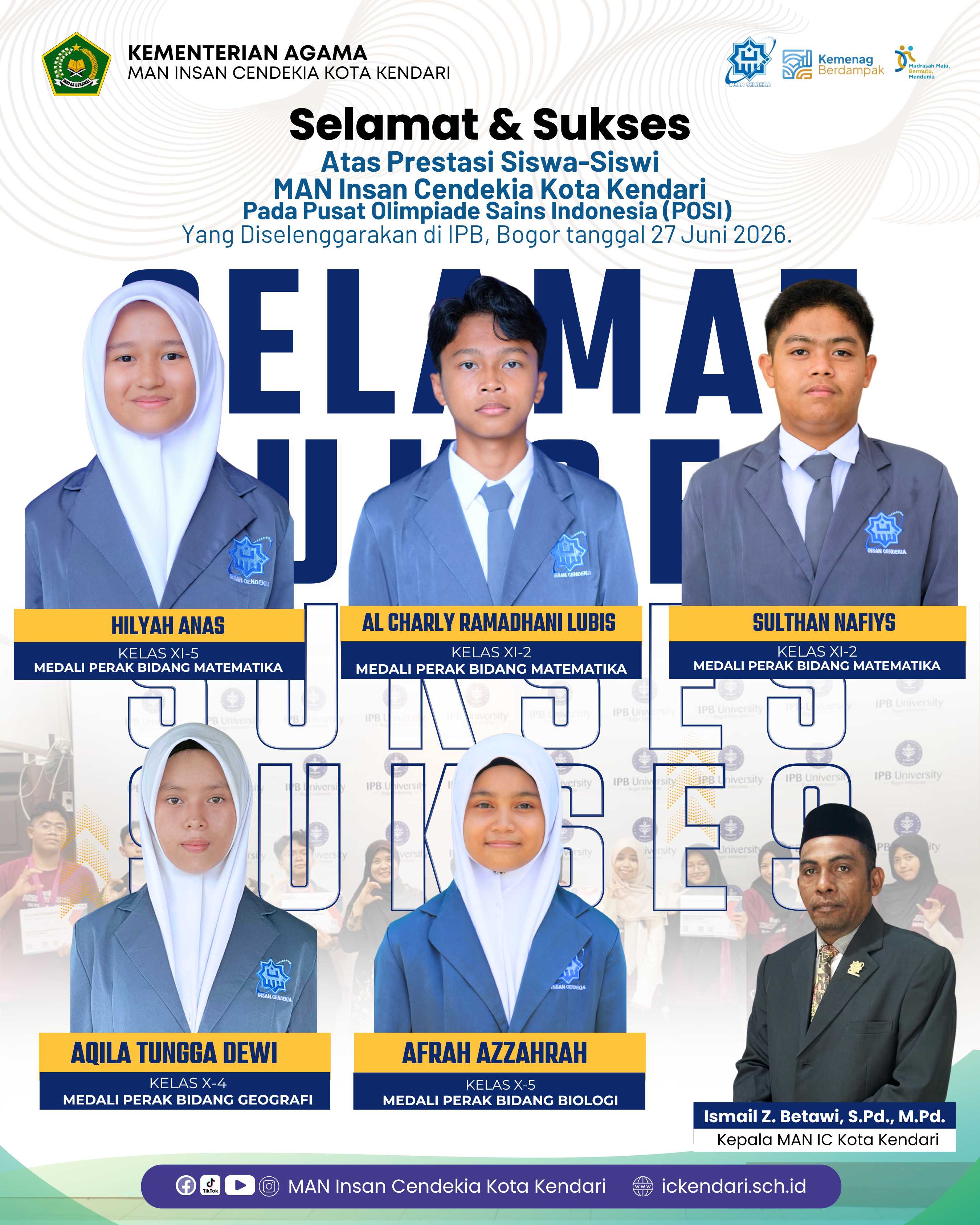 5 Siswa Meraih Medali Perak tingkat Senior High School (SHS) Olimpiade yang di selenggarakan oleh Pusat Olimpiade Siswa Indonesia